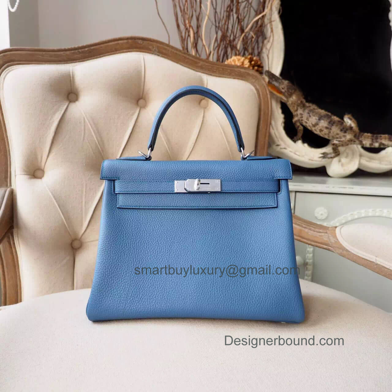 Hermes Kelly 28 Bag in r2 Blue Agate Togo PHW
